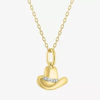 Diamond Accent Cowboy Hat (G-H / I1-I2) Womens Diamond Accent Lab Grown White Diamond 14K Gold Over Silver 16 Inch Pendant Necklace