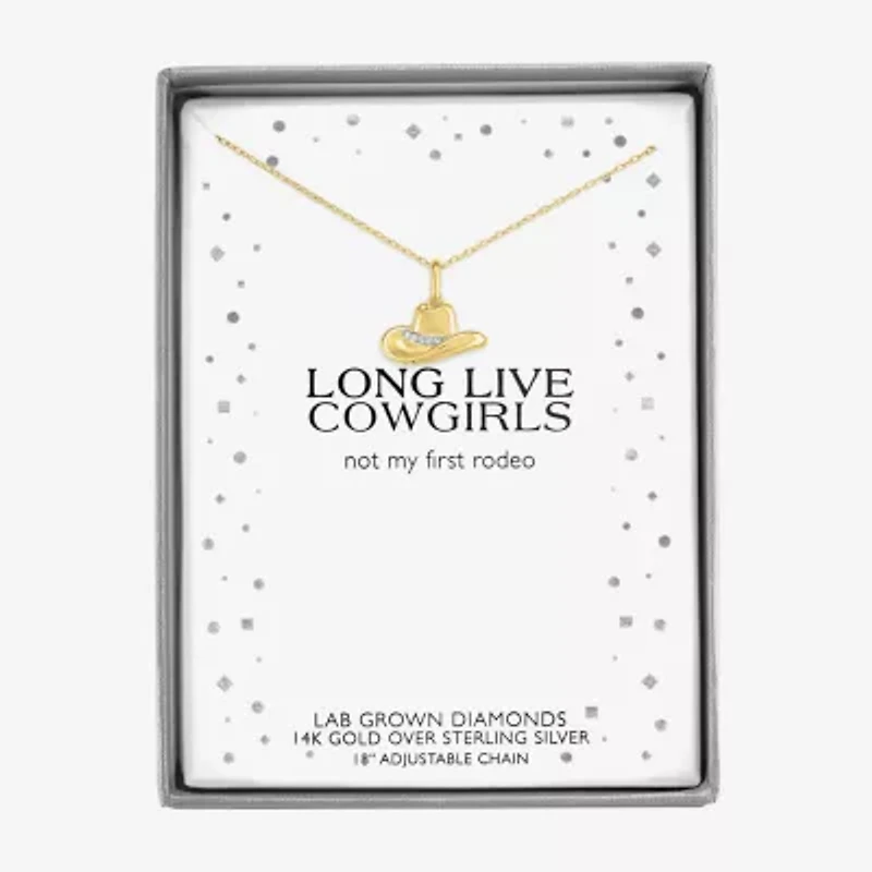 Diamond Accent Cowboy Hat (G-H / I1-I2) Womens Diamond Accent Lab Grown White Diamond 14K Gold Over Silver 16 Inch Pendant Necklace