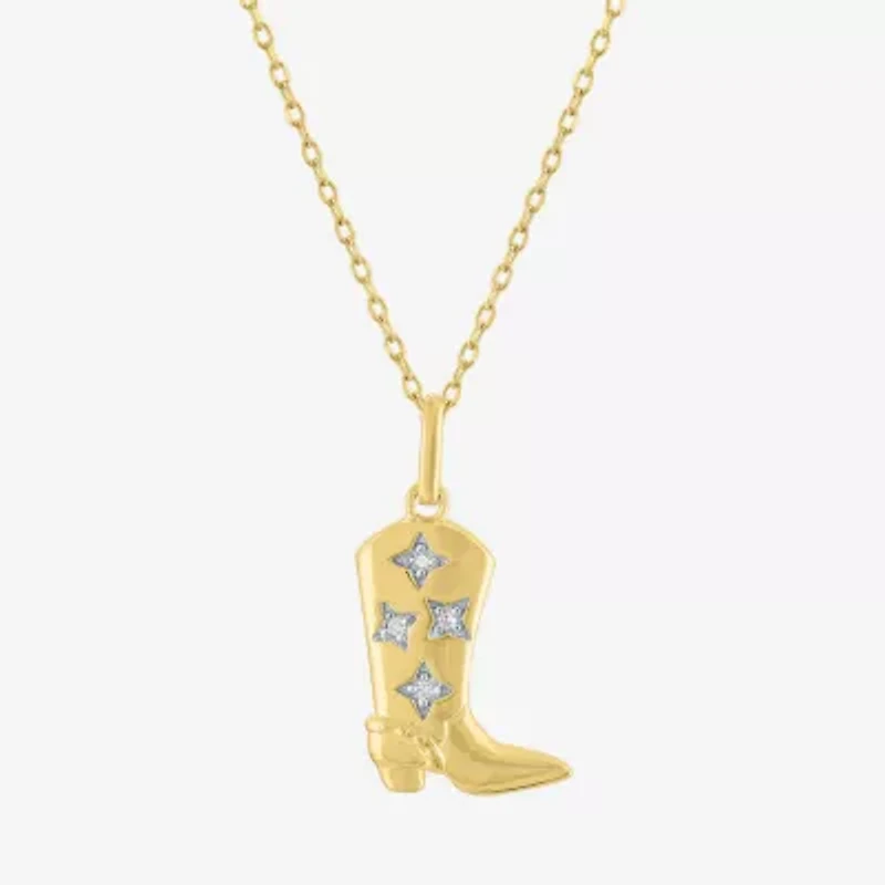 Diamond Accent Cowboy Boot (G-H / I1-I2) Womens Diamond Accent Lab Grown White Diamond 14K Gold Over Silver 16 Inch Pendant Necklace
