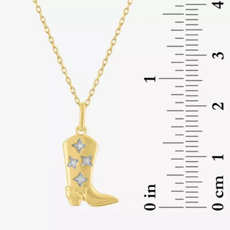 Diamond Accent Cowboy Boot (G-H / I1-I2) Womens Diamond Accent Lab Grown White Diamond 14K Gold Over Silver 16 Inch Pendant Necklace