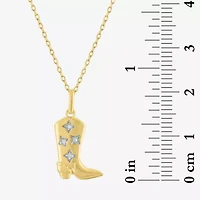Diamond Accent Cowboy Boot (G-H / I1-I2) Womens Diamond Accent Lab Grown White Diamond 14K Gold Over Silver 16 Inch Pendant Necklace