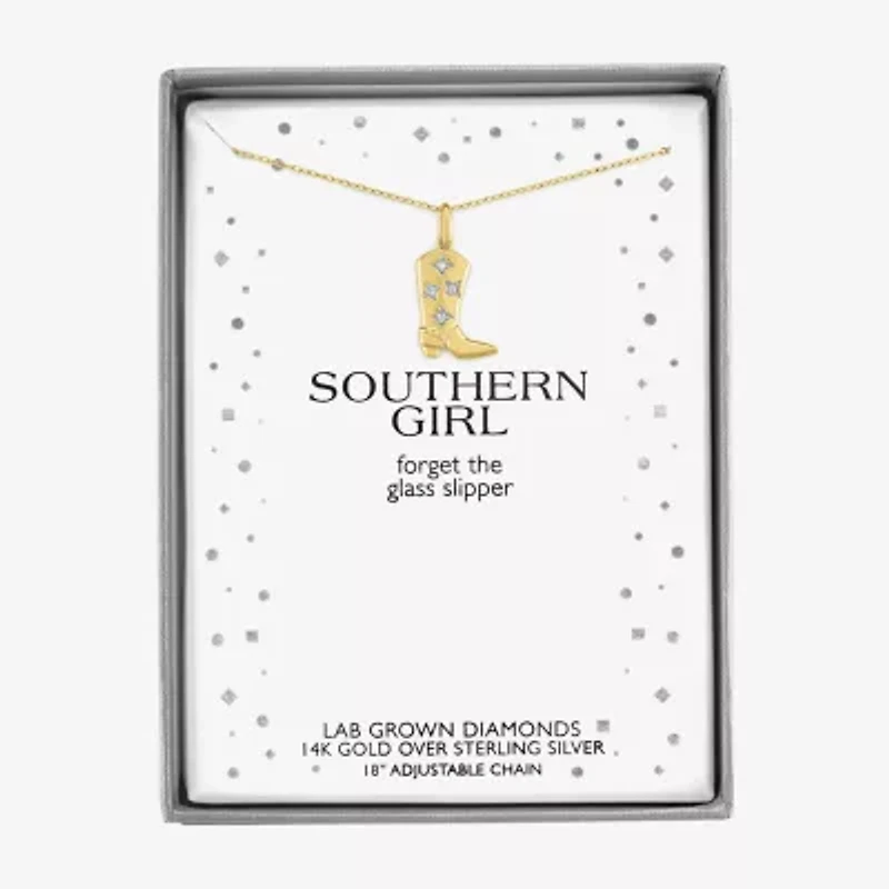 Diamond Accent Cowboy Boot (G-H / I1-I2) Womens Diamond Accent Lab Grown White Diamond 14K Gold Over Silver 16 Inch Pendant Necklace