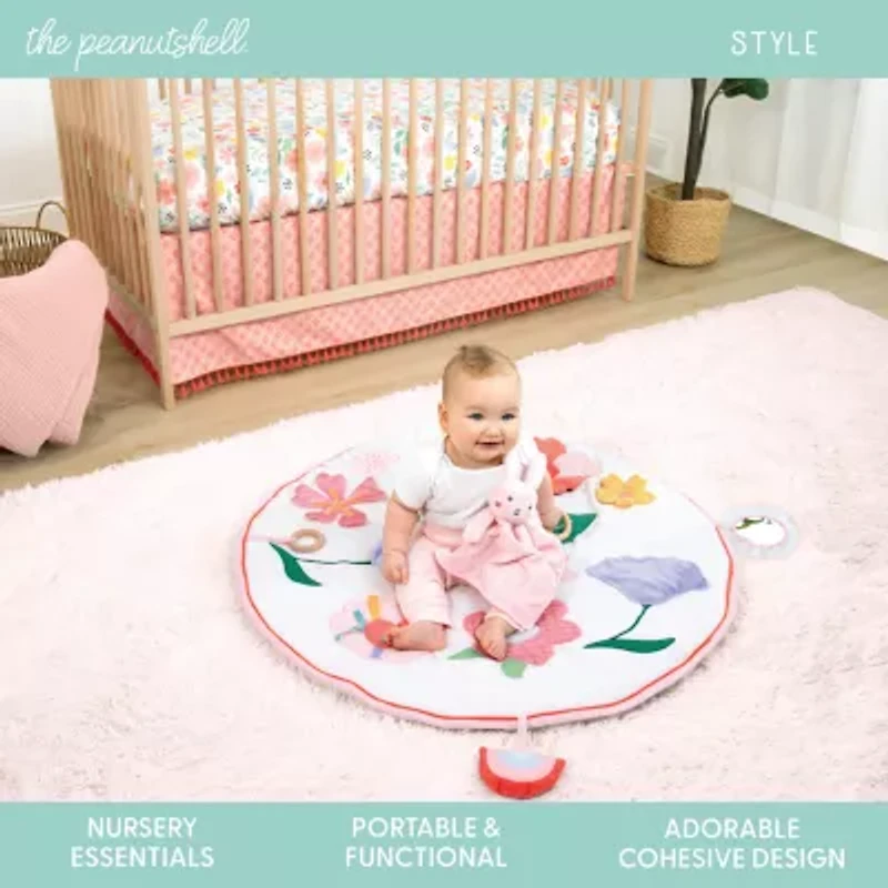 The Peanutshell Floral Play Mat & Security Blanket 4-pc. Crib Bedding Set