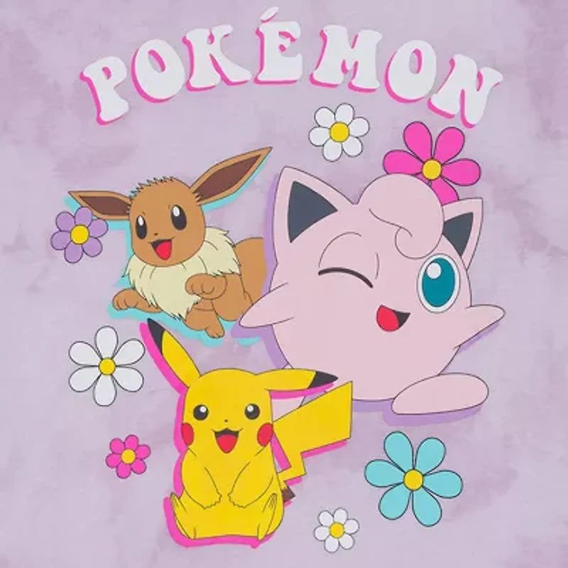 Little & Big Kid Girls Crew Neck Short Sleeve Regular Fit Pokeman Graphic T-Shirt