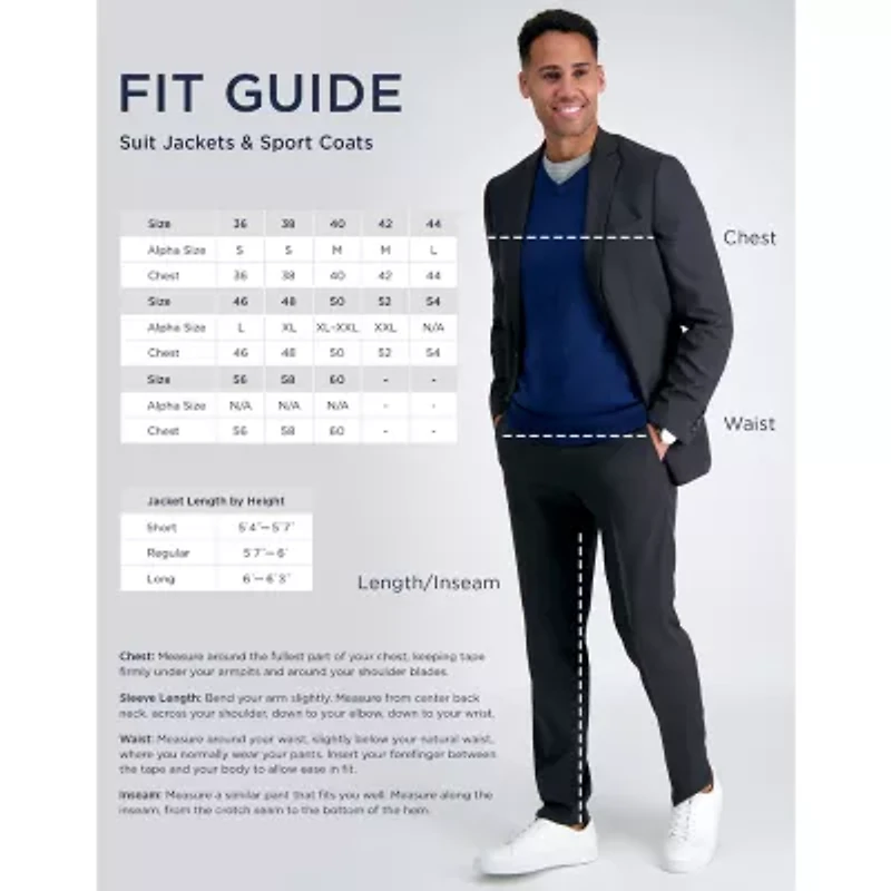 Haggar JMH Tailored Prominent Twill Mens Stretch Fabric Modern Fit Suit Jacket