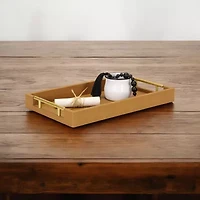 Cheungs Camel Brown Faux Shagreen Rectangular Decorative Tray