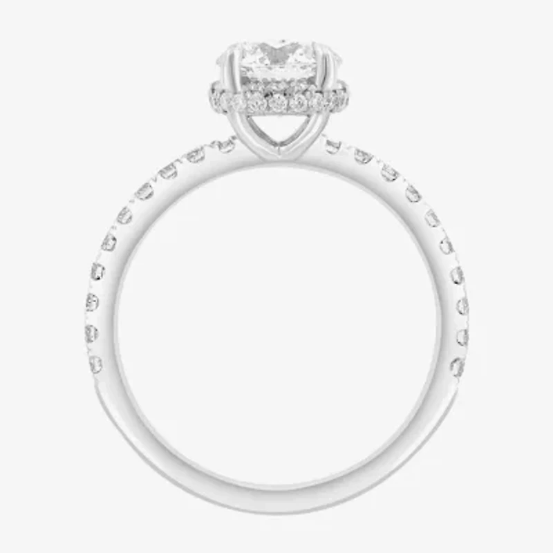 Effy  (G / Vs2-Si1) Womens 1 3/4 CT. T.W. Lab Grown White Diamond 14K White Gold Round Solitaire Side Stone Engagement Ring