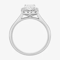 Effy  (G / Vs2-Si1) Womens 1 CT. T.W. Lab Grown White Diamond 14K White Gold Rectangular Round Halo Engagement Ring
