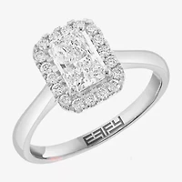 Effy  (G / Vs2-Si1) Womens 1 CT. T.W. Lab Grown White Diamond 14K White Gold Rectangular Round Halo Engagement Ring