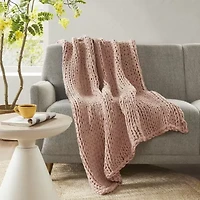 Madison Park Chenille Handmade Chunky Knit Lightweight Throw