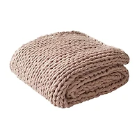 Madison Park Chenille Handmade Chunky Knit Lightweight Throw