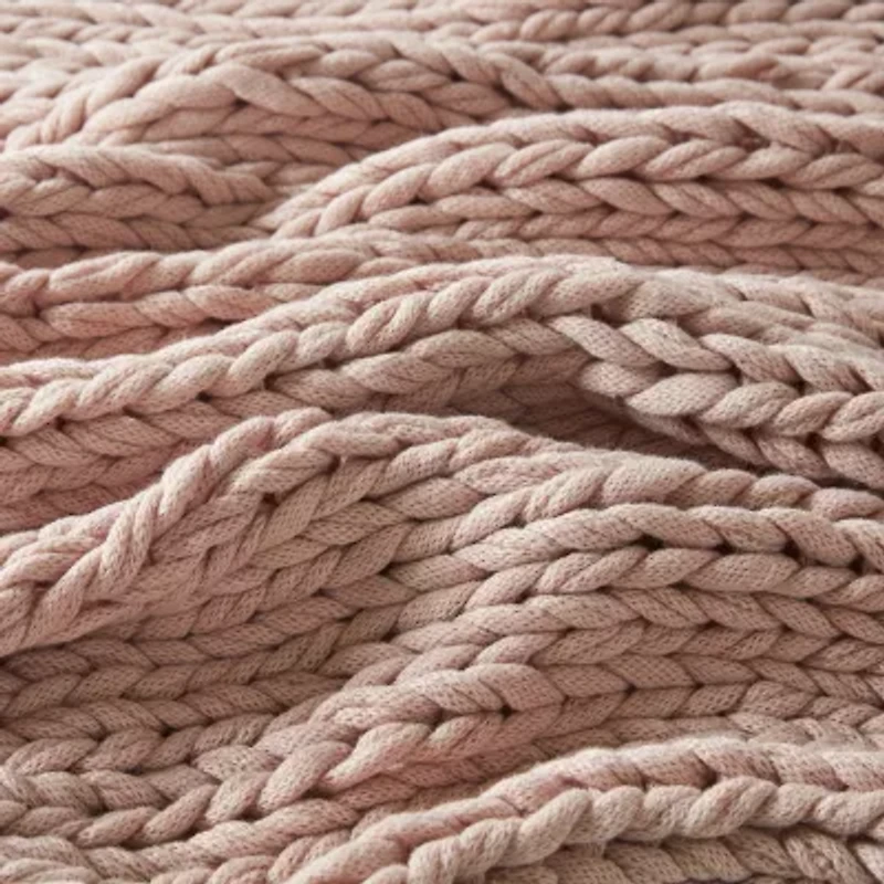 Madison Park Chenille Handmade Chunky Knit Lightweight Throw
