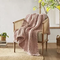 Madison Park Chenille Handmade Chunky Knit Lightweight Throw