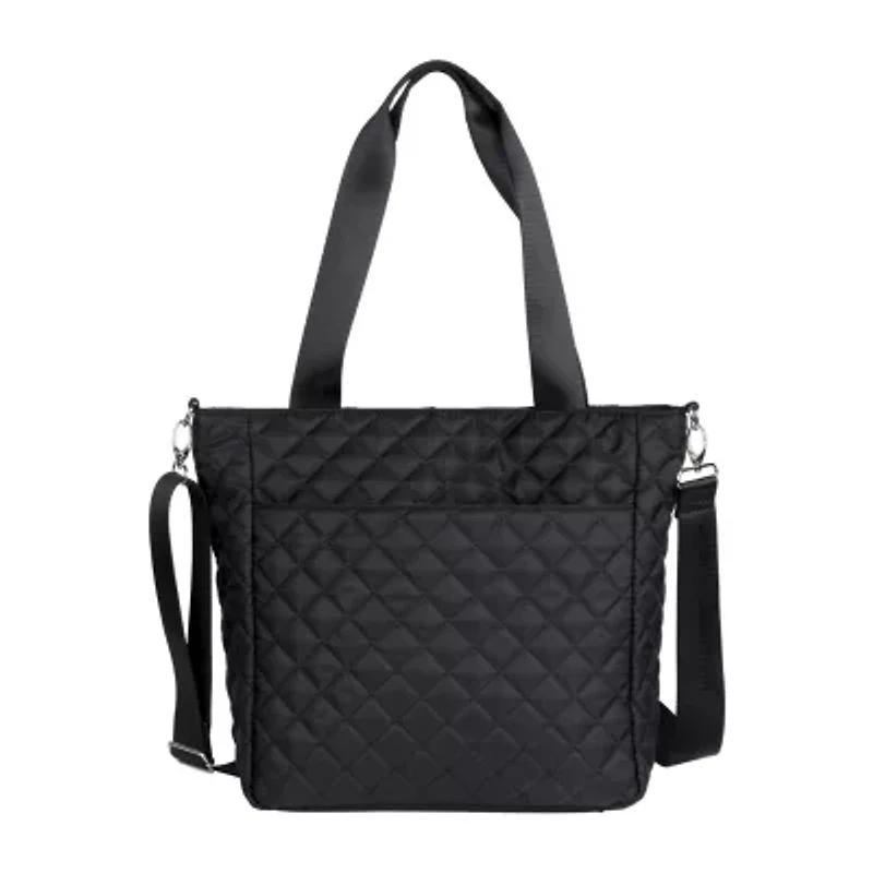 Julia Buxton Nylon Quilted Organizer Adjustable Straps Womens Tote