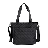 Julia Buxton Nylon Quilted Organizer Adjustable Straps Womens Tote