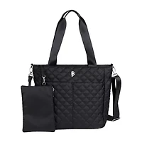 Julia Buxton Nylon Quilted Organizer Adjustable Straps Womens Tote