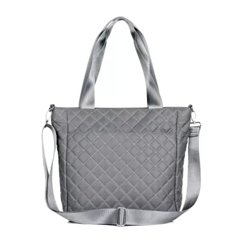 Julia Buxton Nylon Quilted Organizer Adjustable Straps Womens Tote
