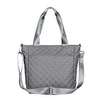 Julia Buxton Nylon Quilted Organizer Adjustable Straps Womens Tote