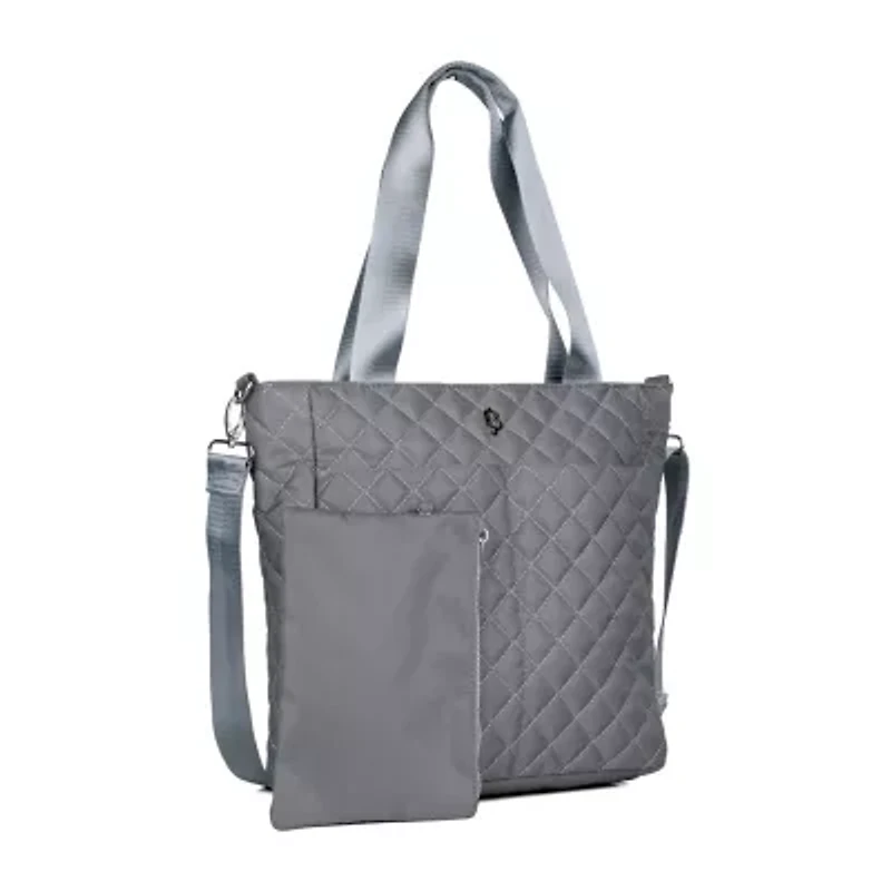Julia Buxton Nylon Quilted Organizer Adjustable Straps Womens Tote