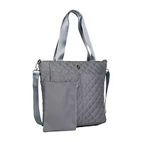 Julia Buxton Nylon Quilted Organizer Adjustable Straps Womens Tote