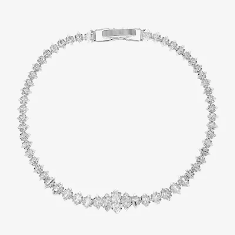 Sparkle Allure Graduated Womens Cubic Zirconia Pure Silver Over Brass Marquise 7.5 Inch Tennis Bracelet
