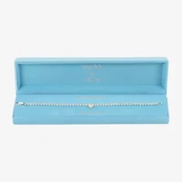 Sparkle Allure Halo Womens Cubic Zirconia Pure Silver Over Brass Heart 7.5 Inch Tennis Bracelet