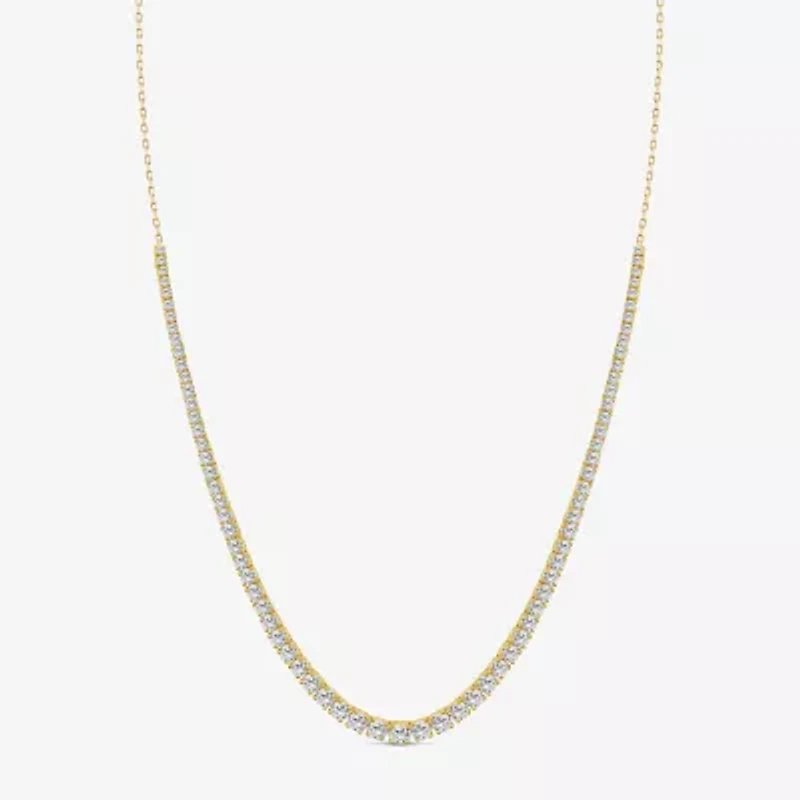 H / Si2) Womens White Diamond 10K Gold 16 Inch Tennis Necklace