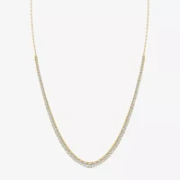 H / Si2) Womens White Diamond 10K Gold 16 Inch Tennis Necklace