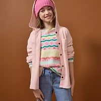 Thereabouts Waffle Little & Big Kid Girls Lightweight Shirt Jacket