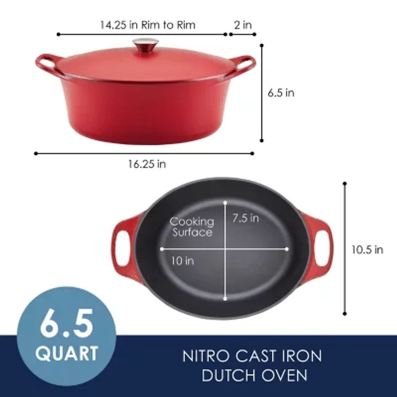 Rachael Ray NITRO Cast Iron 6.5-qt. Dutch Oven with Lid