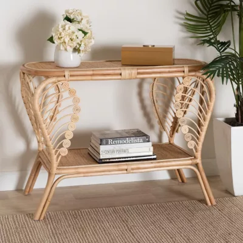 Bastet 2-Drawer Rattan Console Table