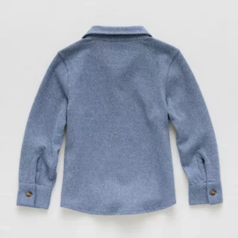 Okie Dokie Knit Toddler & Little Boys Long Sleeve Cuffed Regular Fit Button-Down Shirt