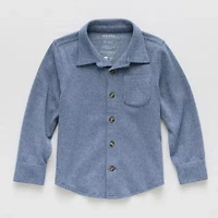 Okie Dokie Knit Toddler & Little Boys Long Sleeve Cuffed Regular Fit Button-Down Shirt