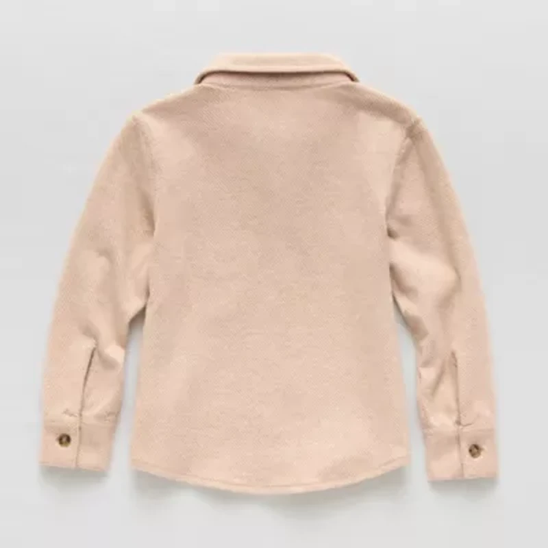 Okie Dokie Toddler Boys Easy-on + Easy-off Crew Neck Long Sleeve Cuffed Regular Fit Button-Down Shirt