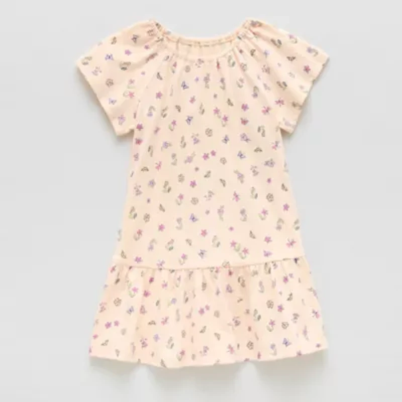 Okie Dokie Toddler & Little Girls Short Sleeve Drop Waist Dress