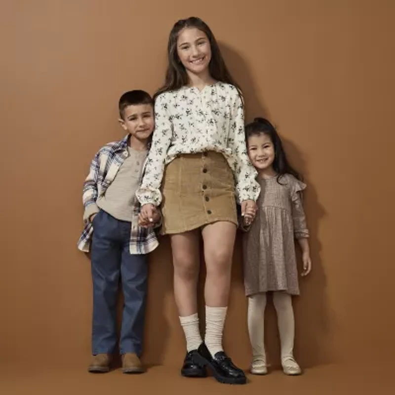 Thereabouts Little & Big Kid Girls Y Neck Long Sleeve Blouse