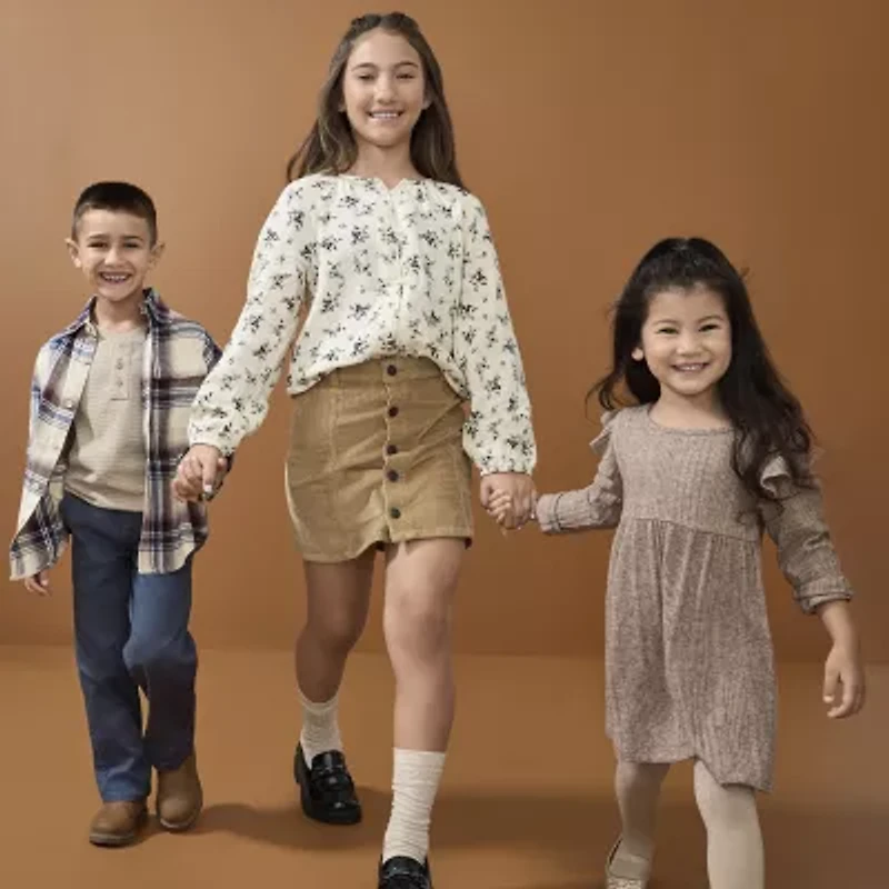 Thereabouts Little & Big Kid Girls Y Neck Long Sleeve Blouse
