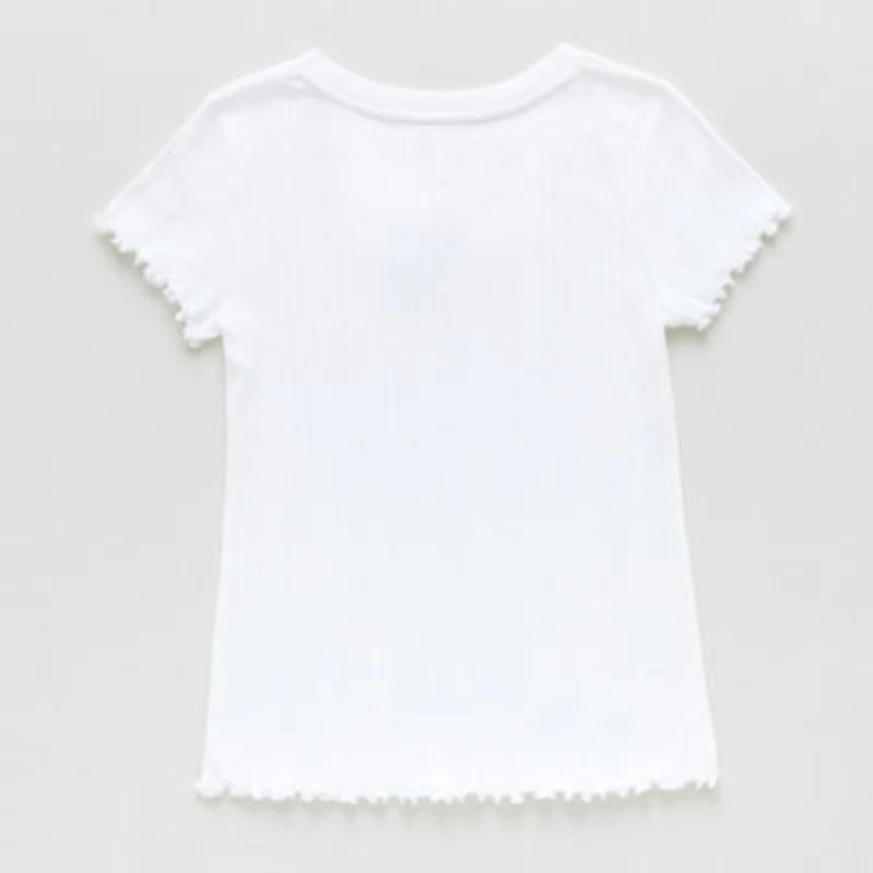 Thereabouts Rib Little & Big Kid Girls V Neck Short Sleeve T-Shirt
