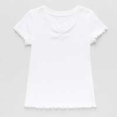 Thereabouts Rib Little & Big Kid Girls V Neck Short Sleeve T-Shirt