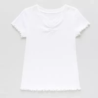 Thereabouts Rib Little & Big Kid Girls V Neck Short Sleeve T-Shirt
