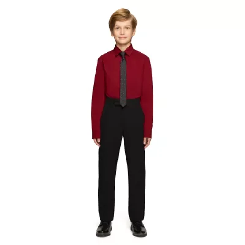 Van Heusen Little & Big Kid Boys Stretch Fabric Long Sleeve Point Collar Shirt + Tie Set
