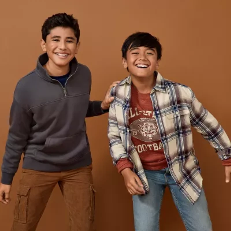 Thereabouts Little & Big Kid Boys Long Sleeve Regular Fit Flannel Shirt