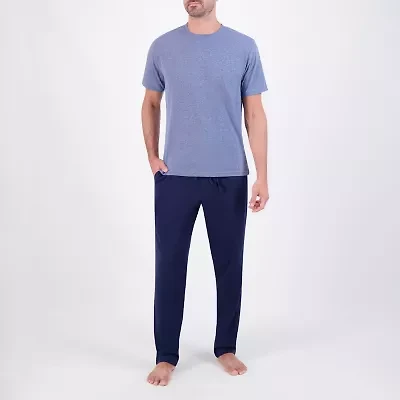 Hanes Mens Crew Neck Short Sleeve 2-pc. Pajama Sets