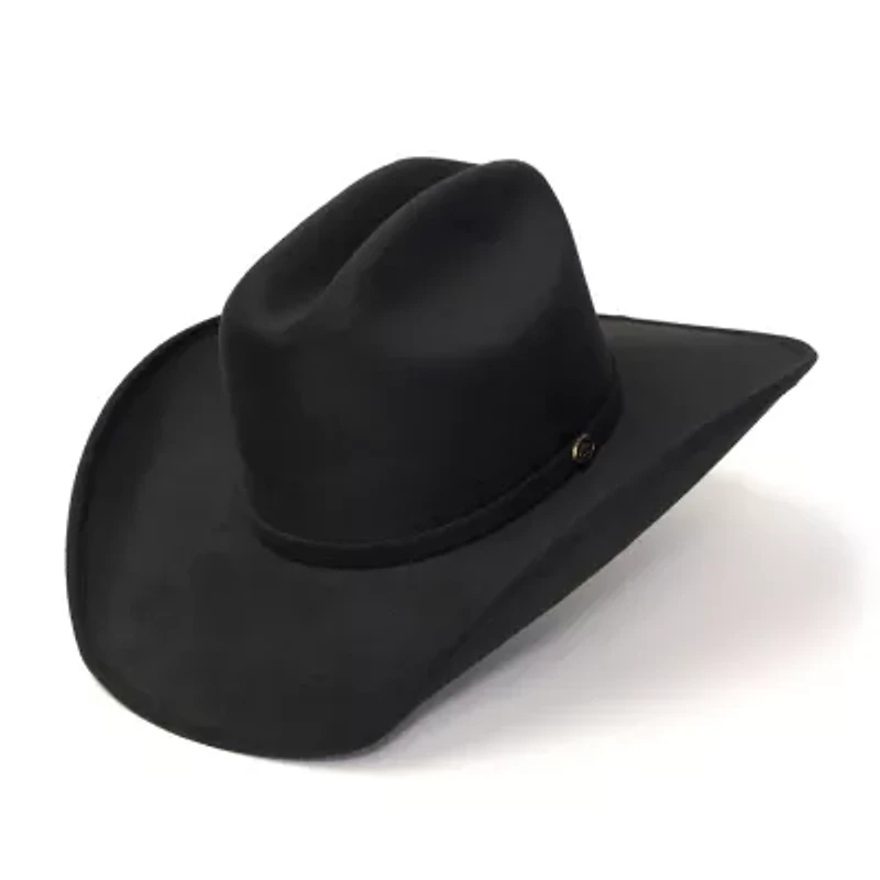 Western Express Black Suede Finish Cattleman Horse Head Accent Mens Cowboy Hat