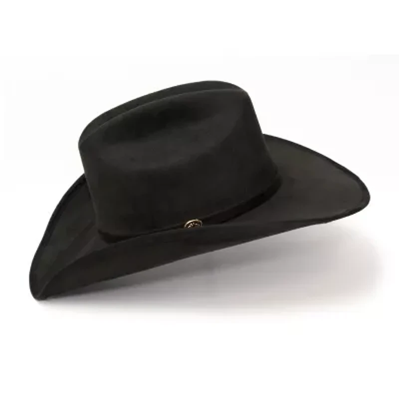 Western Express Black Suede Finish Cattleman Horse Head Accent Mens Cowboy Hat