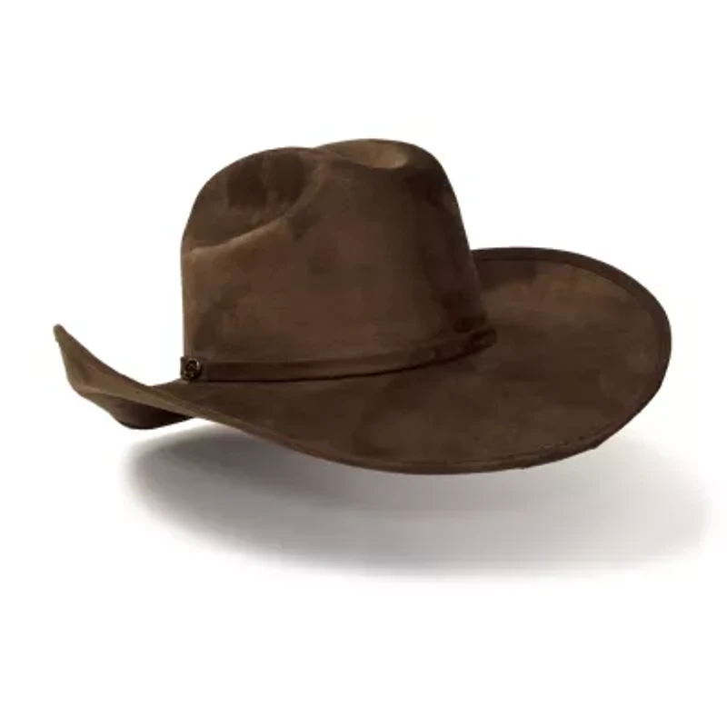 Western Express Brown Suede Finish Cattleman Horse Head Accent Mens Cowboy Hat