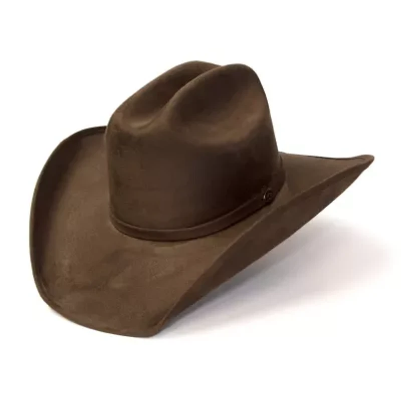 Western Express Brown Suede Finish Cattleman Horse Head Accent Mens Cowboy Hat