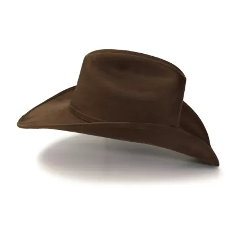 Western Express Brown Suede Finish Cattleman Horse Head Accent Mens Cowboy Hat