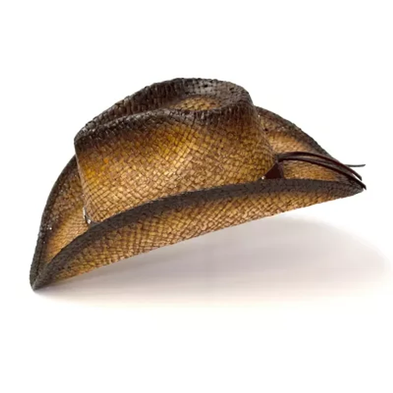 Western Express Dark Brown Straw Pinch Front Mens Cowboy Hat