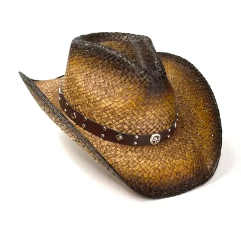 Western Express Dark Brown Straw Pinch Front Mens Cowboy Hat